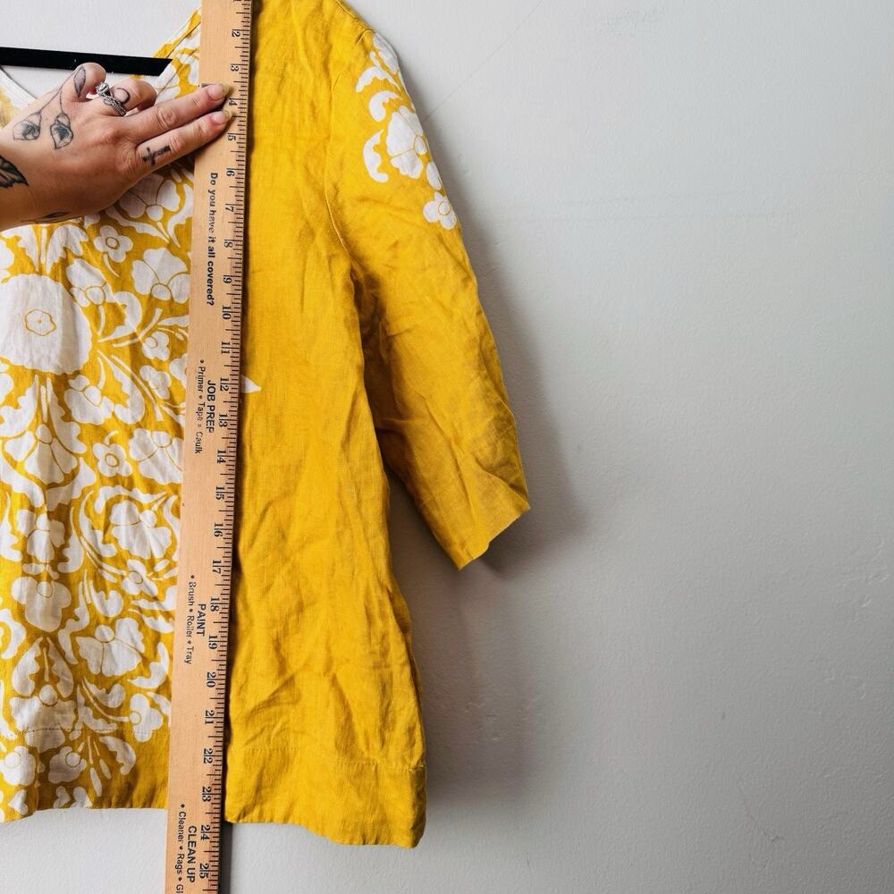 Boden Yellow And White Floral Short Sleeve Blouse Women’s Size 10 - Picture 5 of 7